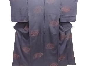 大正ロマン　薔薇模様織り出し漆単衣着物